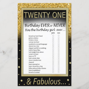 Twenty One Birthday Ever or Never Game
