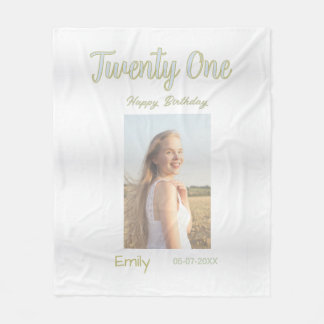 twenty one birthday green photo ombre girl grey tr fleece blanket