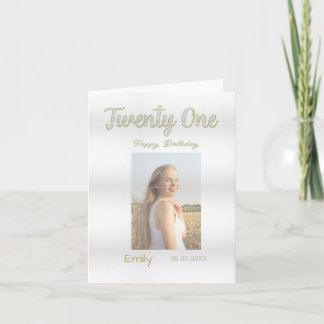 twenty one birthday green photo ombre girl grey tr note card