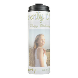 twenty one birthday green photo ombre girl grey tr thermal tumbler