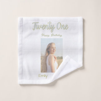 twenty one birthday green photo ombre girl grey tr wash cloth