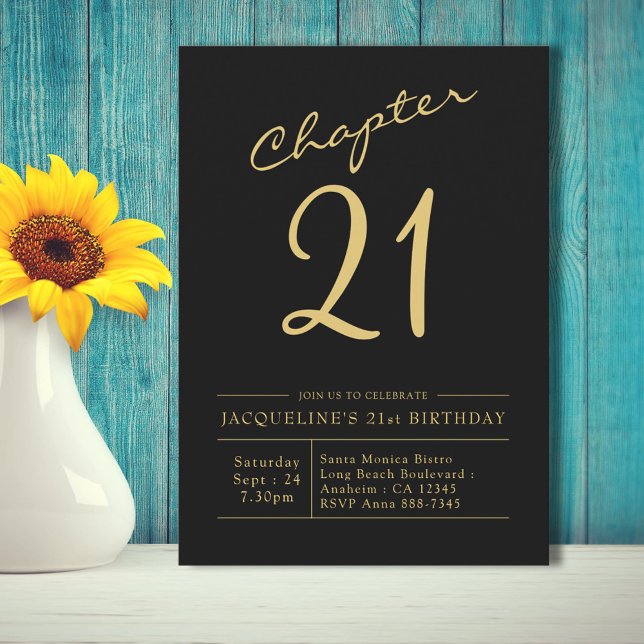 Twenty One Black Gold 21st Birthday Party Invitation (Creator Uploaded)