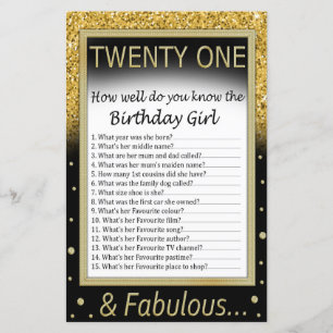 Twenty One How well do you know the birthday girl