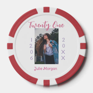 twenty one photo birthday pink purple girl boy nam poker chips