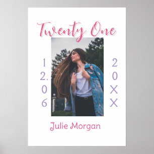 twenty one photo birthday pink purple girl boy nam poster