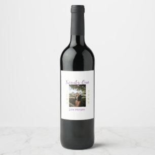 twenty one photo birthday pink purple girl boy nam wine label
