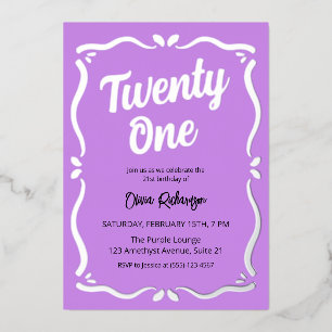 Twenty One Purple Black Typography 21st Birthday
