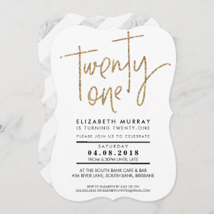 TWENTY ONE TYPE simple gold glitter 21st INVITE