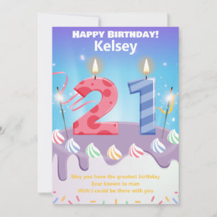 Twenty-one year old Happy Birthday card