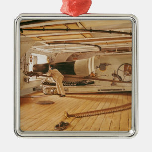 Twenty-Seven Pound Cannon on a Battleship Metal Tree Decoration