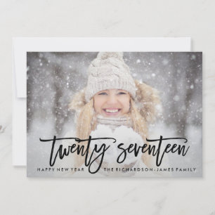 Twenty Seventeen Trendy Typography with Photo Holiday Card