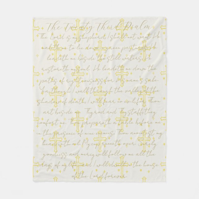 Twenty Third Psalm Calligraphy   Fleece Blanket (Front)