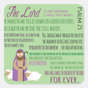 Twenty Third Psalm Square Sticker