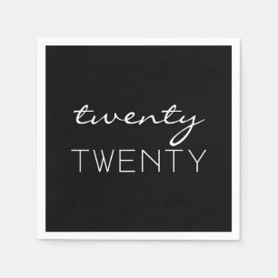 Twenty Twenty Elegant Typography Black and White Napkin