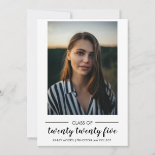 Twenty Twenty Five Script Simple Photo Graduation  Announcement