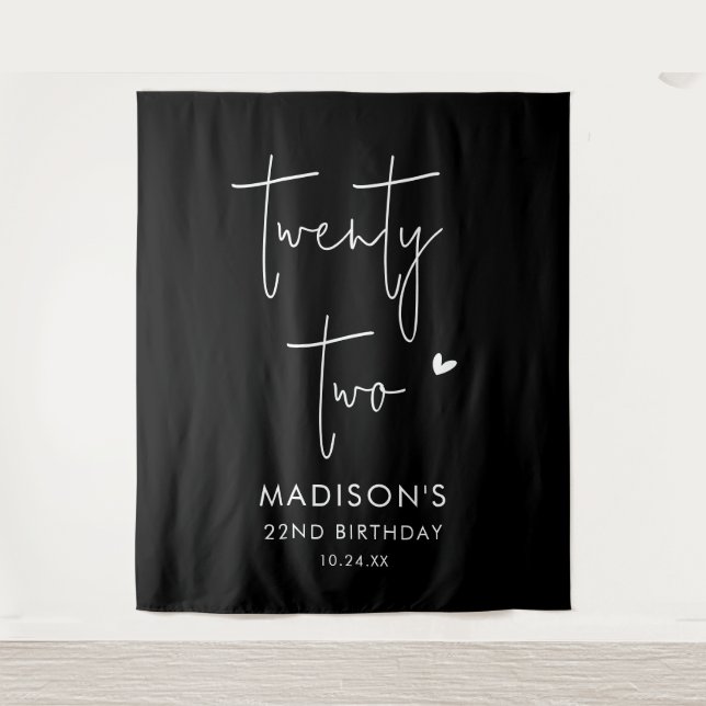 Twenty Two Minimalist 22nd Birthday Party Tapestry (Front)