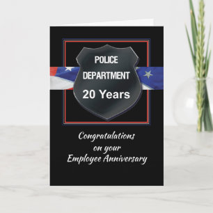 Twenty Year Police Employee Anniversary Badge Card