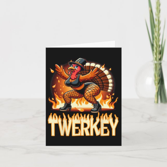 Twerkey Squad Twerking Funny Dancing Turkey Thanks Card (Front)