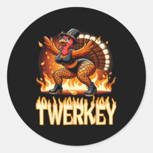 Twerkey Squad Twerking Funny Dancing Turkey Thanks Classic Round Sticker