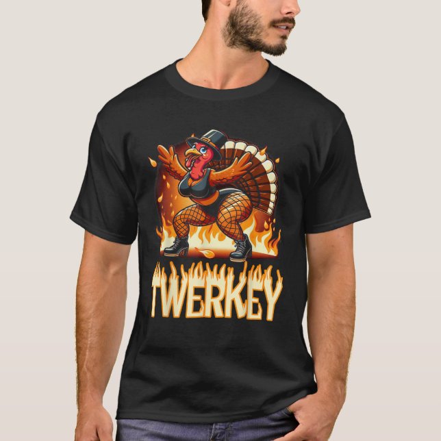 Twerkey Squad Twerking Funny Dancing Turkey Thanks T-Shirt (Front)