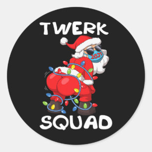 Twerking Santa Claus Christmas Tree Lights Twerk S Classic Round Sticker