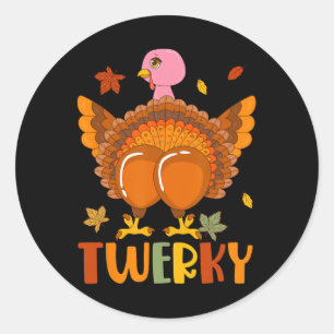 Twerky Thanksgiving Turkey Dancing Funny Dancer Lo Classic Round Sticker
