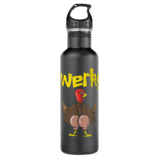 Twerky Turkey Butt Funny Thanksgiving Twerk Dance  710 Ml Water Bottle