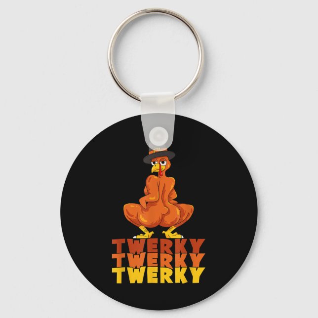 Twerky Turkey Butt Thanksgiving Dance Funny  Key Ring (Front)
