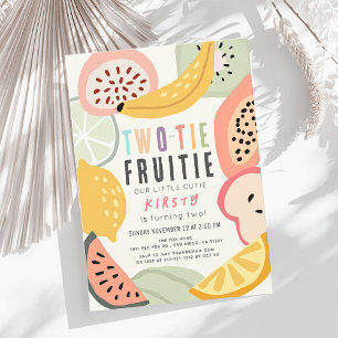 Twi-tie Fruitie Colorful Fruit 2nd Birthday Invitation