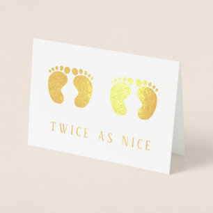 Twice as Nice Twins New baby Gold Foil Card