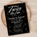 Twice the Fun Friends Joint Birthday Double Invitation<br><div class="desc">Twice the Joy, Twice the Fun: Introduce your joint birthday party with our elegant "Twice the Fun" invitation. The design boasts a black background with glittering golden confetti, and the title in a stylish script font. Names and party details are elegantly presented in a modern serif font below. The back...</div>