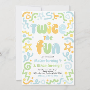 Twice The Fun Joint Birthday Party Balloon Invitation