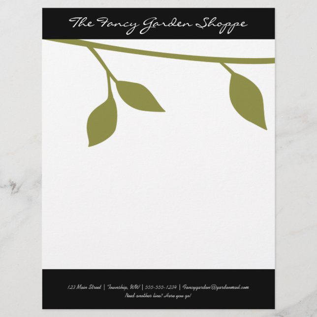 Twig and Leaf Personalized Letterhead (Front)