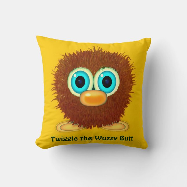 Twiggle the Cuddly Wuzzy Butt Pillow for Kids Room (Front)