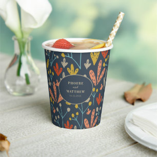 Twigs and Leaves Botanical Pattern Paper Cups