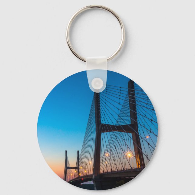 Twilight At Bill Emerson Bridge Key Ring (Front)