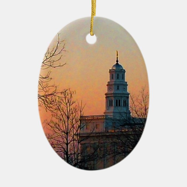 Twilight at the Nauvoo Temple Ceramic Ornament (Front)