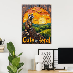 Twilight Bandit: Racoon at Sunset Poster