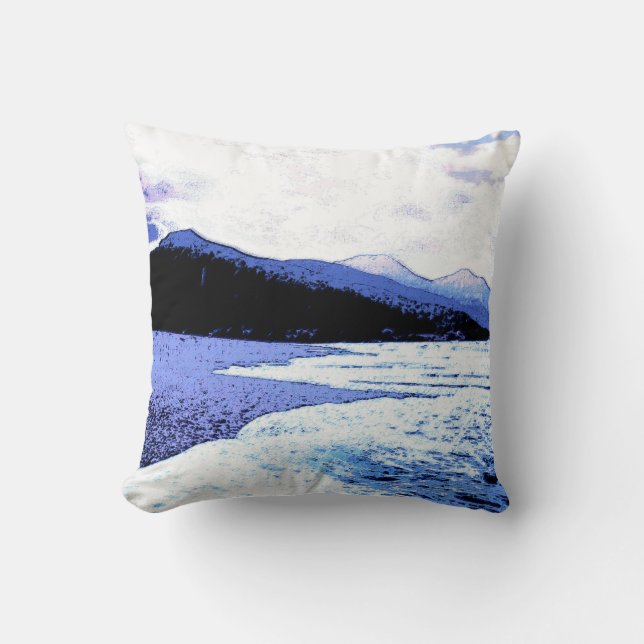 Twilight beach in shades of blue cushion (Front)