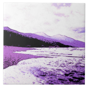 Twilight beach in violet and purple ceramic tile