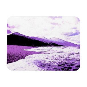 Twilight beach in violet and purple magnet
