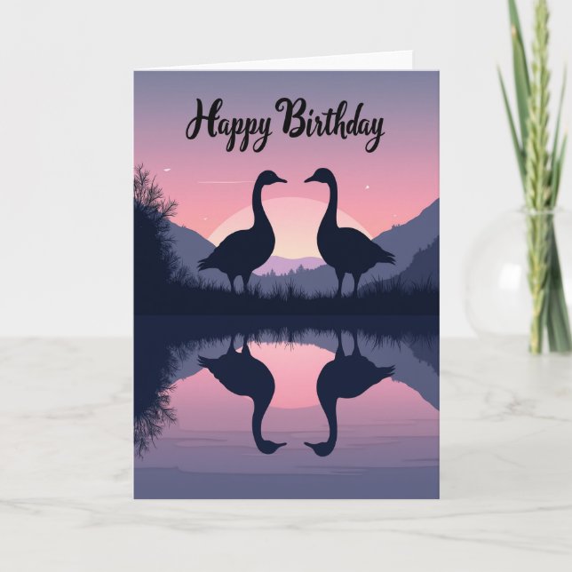 Twilight Birds Birthday Card (Front)