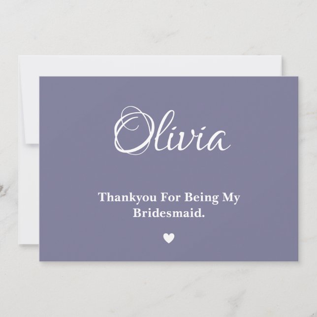 Twilight Bloom Bridesmaid Thankyou Card (Front)