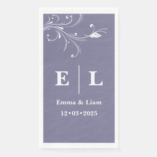 Twilight Bloom Minimal Wedding Personalised  Napkin (Front)