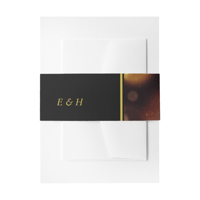 Twilight Bokeh Lights Wedding Invitation Belly Band (Front Example)