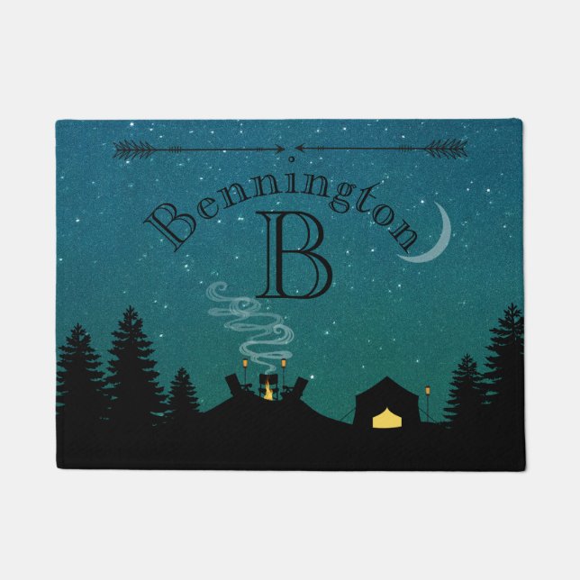 Twilight Camping Scene Door Mat (Front)