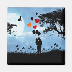 Twilight Couple in Love in Silhouette Art Magnet