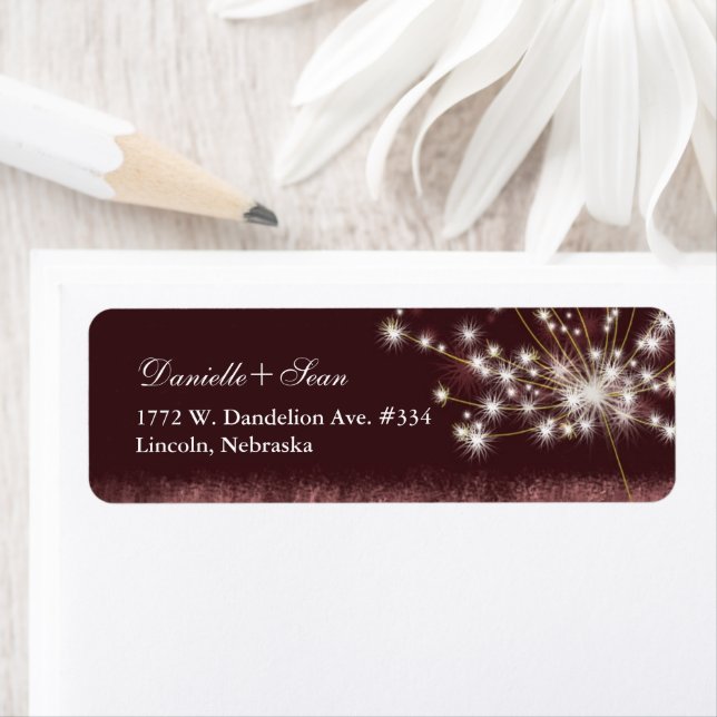 Twilight Dandelion Wedding Return Address Label (Insitu)