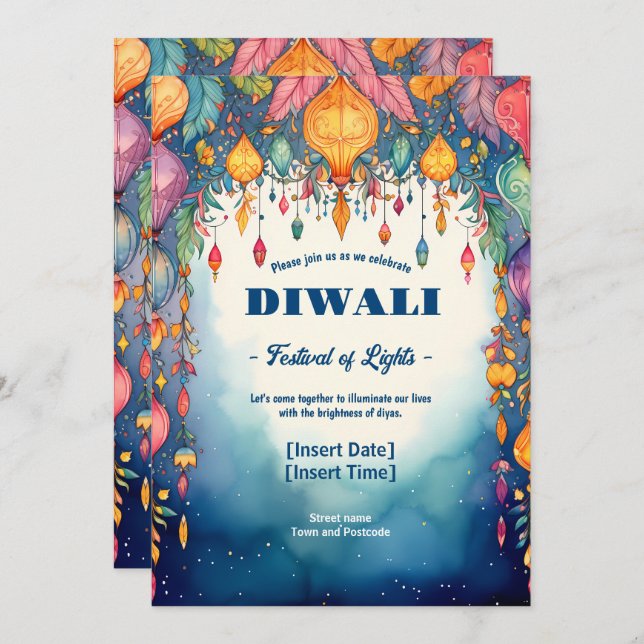 Twilight Diwali Elegance Invitation (Front/Back)