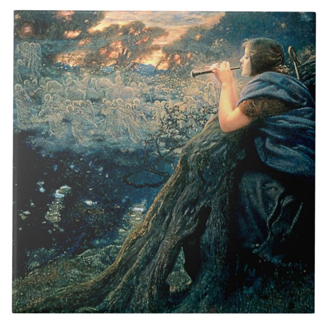 “Twilight Fantasy” by Edward Robert Hughes Ceramic Tile (Front)